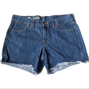 Madewell Women's Jean Shorts 27 Raw Hem Cut Off Low Rise Blue